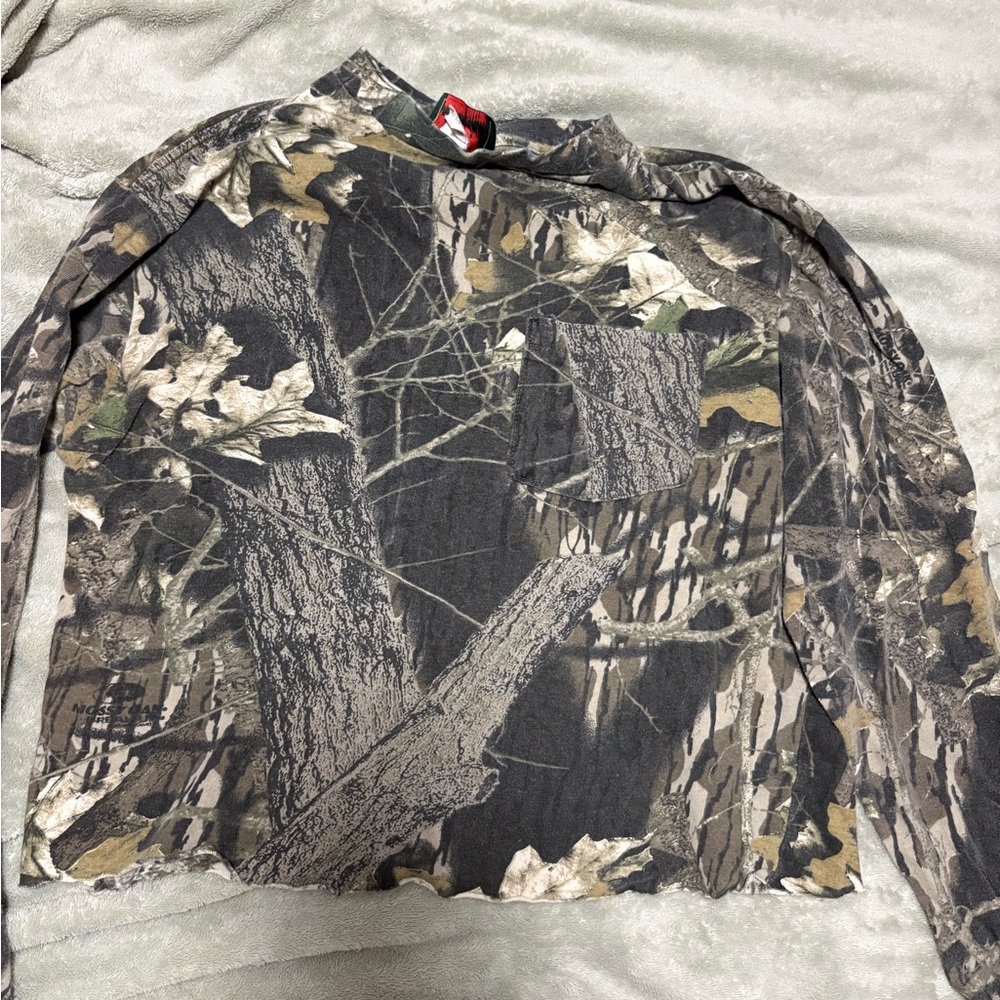 Long-Sleeve Camo Tee in Brown and Green